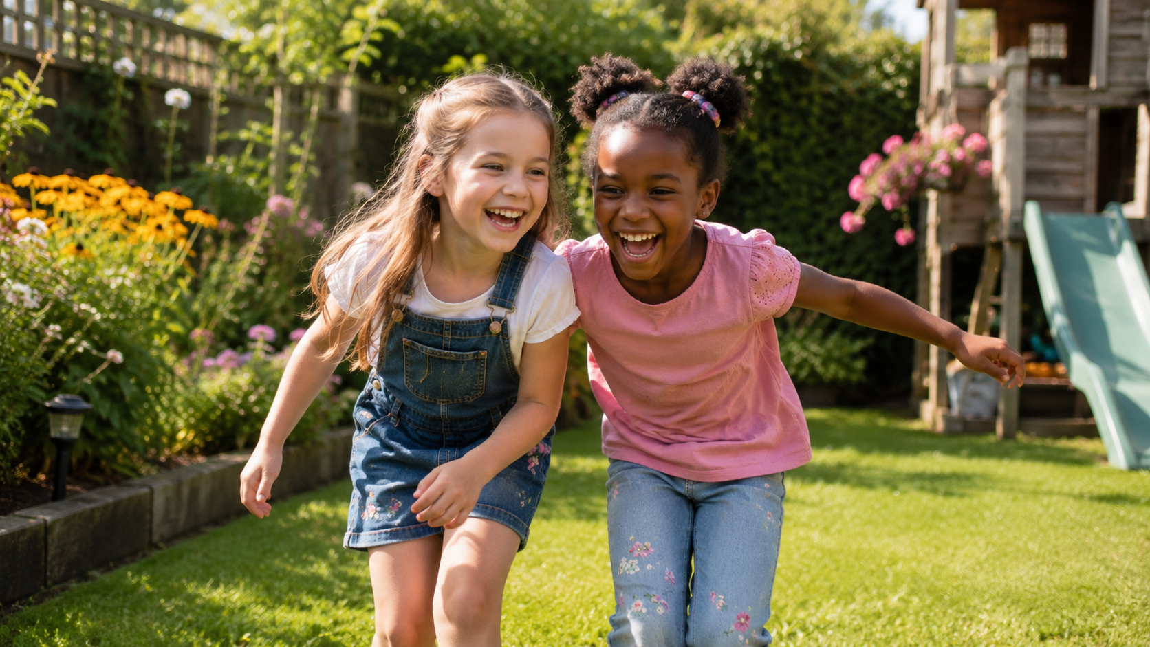 Emergency Fostering 5 children playing garden